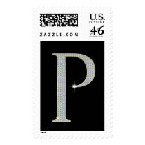 Bling Monogram Postage with Rhinestone Initial P stamps