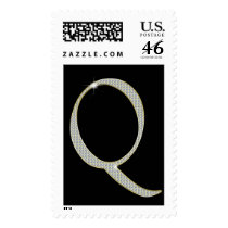 Bling Monogram Postage with Rhinestone Initial Q stamps