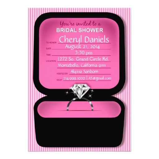 Bling Ring Box Bridal Shower pink Cards (front side)