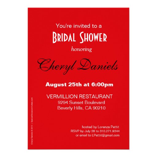 Bling Ring Box Bridal Shower red Personalized Announcement