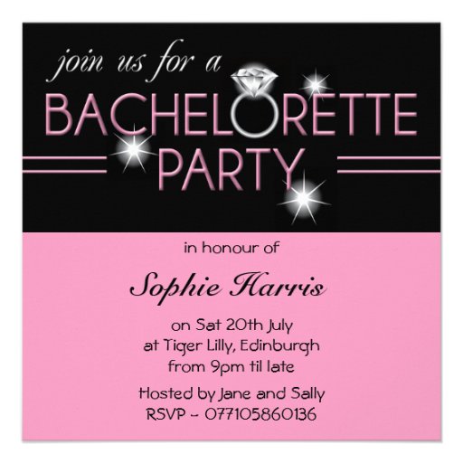 Bling Ring Pink Bachelorette Party 2 Invite