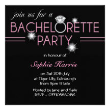 Bling Ring Pink Bachelorette Party Personalized Announcements
