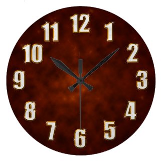 Bling sparkling numbers on brown fractal round wall clock
