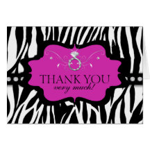Blingin Zebra Bachelorette Thank You Card