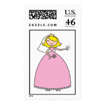 Blingy Bride in Pink Dress postage by Musicat Blingy Bride in Pink Dress postage