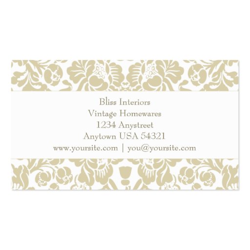 Bliss Chic Damask Floral Business Card (back side)
