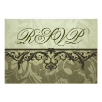 Blissful Brocade Olive Rsvp Invitations