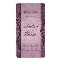 Blissful Brocade Plum Wedding Wine Label