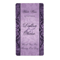 Blissful Brocade Purple Wedding Wine Label