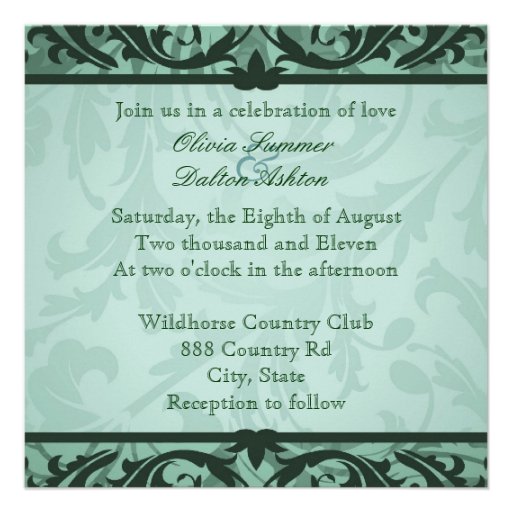 Blissful Brocade Sage Floral Wedding Invitation