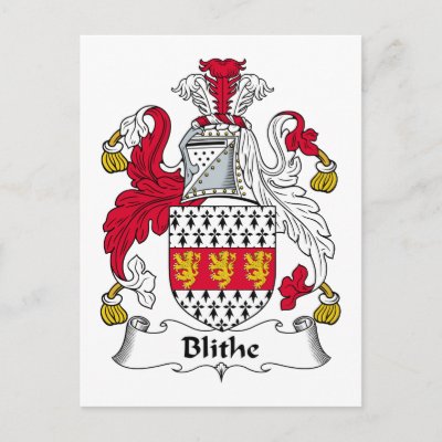 kiser family crest. Blithe Family Crest Post Card by coatsofarms