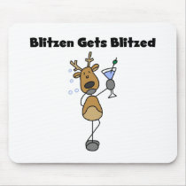 Blitzen Gets Blitzed Reindeer Tshirts and Gifts mousepads by christmasshop Blitzen Gets Blitzed Reindeer Tshirts and Gifts mousepads