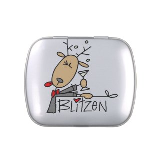 Blitzen Reindeer Tins and Jars w. Candy Candy Tin