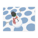 Bliz the Snowman Dotted White Postcard by jamieco Bliz the Snowman Dotted White Postcard