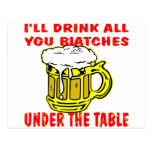 blk_Beer_Drink_Biatches_Table Post Card