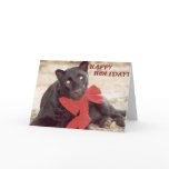 Blk Leopard holiday bow Greeting Card