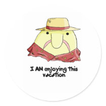 Blobfish on vacation round stickers