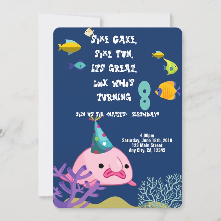 Blobfish Personalized Name Birthday Party Invitation Zazzle