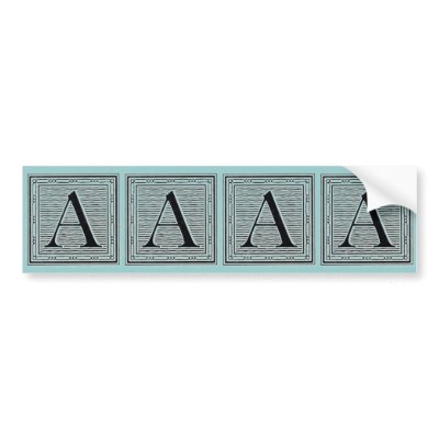 Block Letter "A" Woodcut Woodblock Inital Bumper Stickers by ZephyrusBooks
