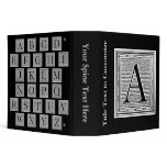 Block Letter "A" Woodcut Woodblock Initial Binders