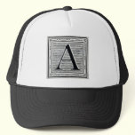 Block Letter "A" Woodcut Woodblock Initial hats
