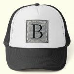 Block Letter "B" Woodcut Woodblock Inital hats
