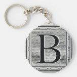 Block Letter "B" Woodcut Woodblock Inital Keychains