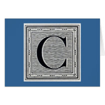 Block Letter "C" Woodcut Woodblock Inital Cards
