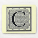 Block Letter "C" Woodcut Woodblock Inital Mouse Pad