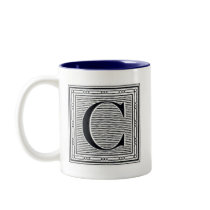 Block Letter "C" Woodcut Woodblock Inital mugs by ZephyrusBooks Block Letter "C" Woodcut Woodblock Inital mugs