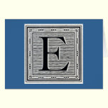 Block Letter "E" Woodcut Woodblock Inital cards