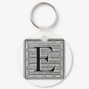 Block Letter "E" Woodcut Woodblock Inital keychains