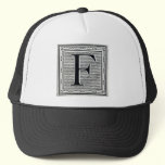 Block Letter "F" Woodcut Woodblock Inital hats
