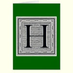 Block Letter "H" Woodcut Woodblock Inital cards