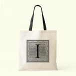 Block Letter "I" Woodcut Woodblock Inital bags