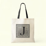 Block Letter "J" Woodcut Woodblock Inital bags