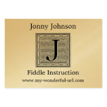 Block Letter "J" Woodcut Woodblock Inital Business Cards