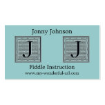 Block Letter "J" Woodcut Woodblock Inital Business Card Template