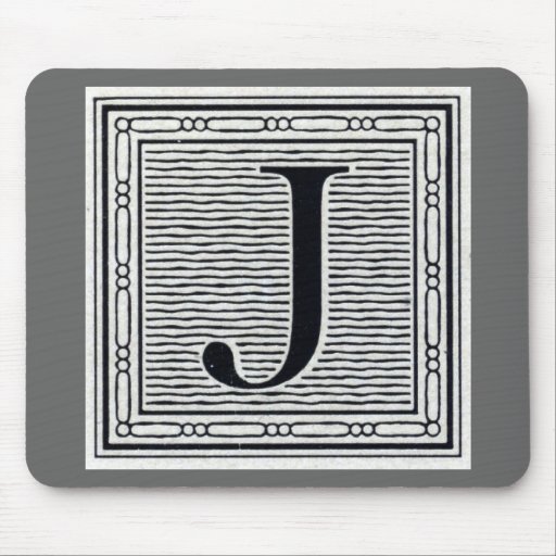 Block Letter "J" Woodcut Woodblock Inital Mouse Pads