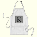 Block Letter "K" Woodcut Woodblock Inital aprons