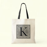Block Letter "K" Woodcut Woodblock Inital bags