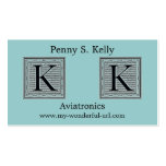 Block Letter "K" Woodcut Woodblock Inital Business Card Template
