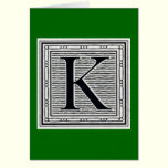 Block Letter "K" Woodcut Woodblock Inital cards