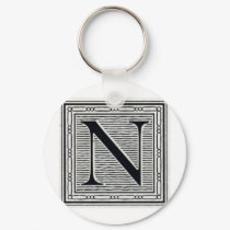 Block Letter "N" Woodcut Woodblock Inital keychains by ZephyrusBooks Block Letter "N" Woodcut Woodblock Inital keychains