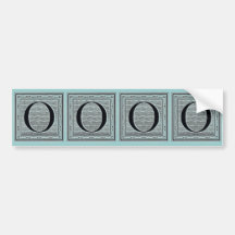 Block Letter "O" Woodcut Woodblock Inital Bumper Sticker