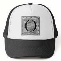 Block Letter "O" Woodcut Woodblock Inital hats