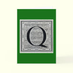 Block Letter "Q" Woodcut Woodblock Inital cards