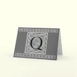 Block Letter "Q" Woodcut Woodblock Inital cards