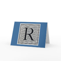 Block Letter "R" Woodcut Woodblock Inital Cards