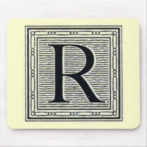 Block Letter "R" Woodcut Woodblock Inital mousepads